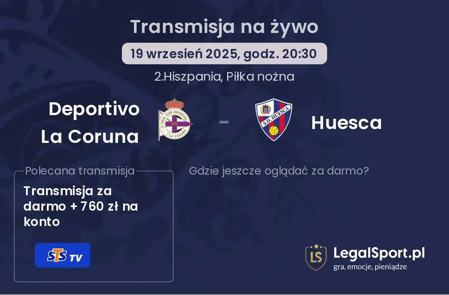 Deportivo La Coruna - Huesca transmisja na żywo