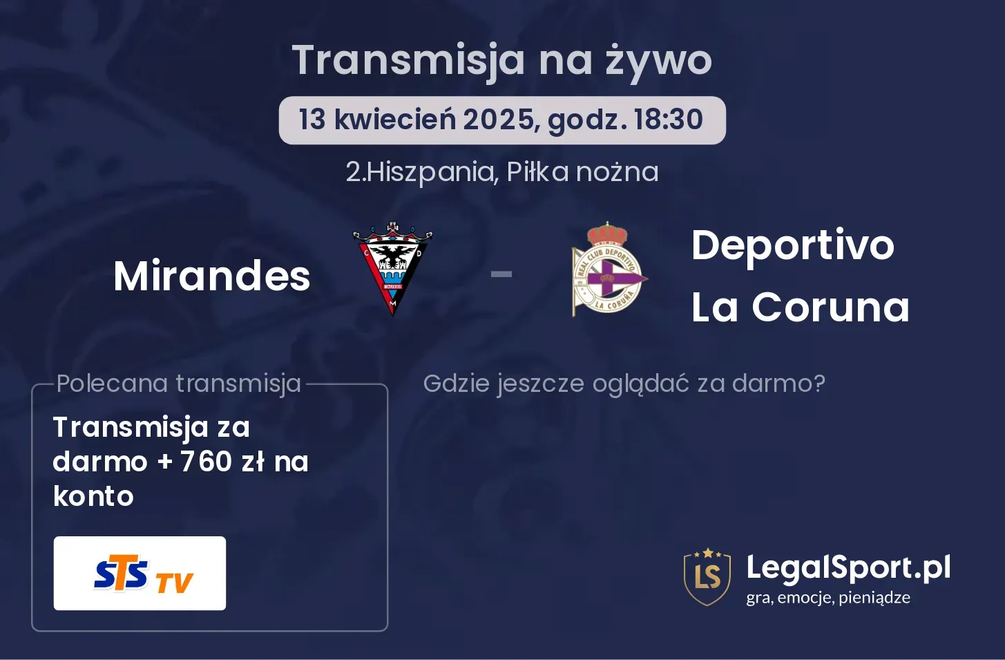 Mirandes - Deportivo La Coruna gdzie oglądać?
