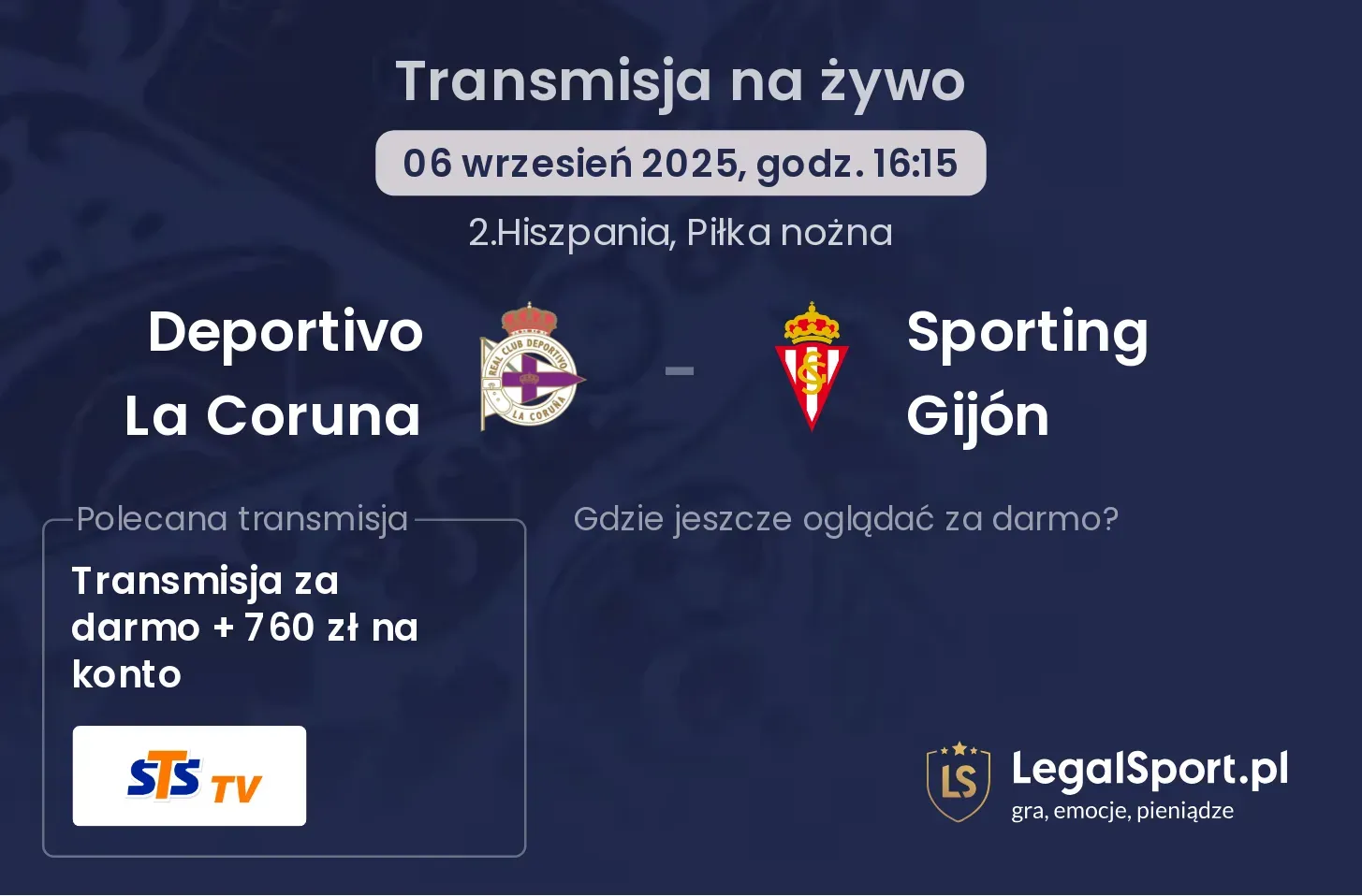Deportivo La Coruna - Sporting Gijón transmisja na żywo