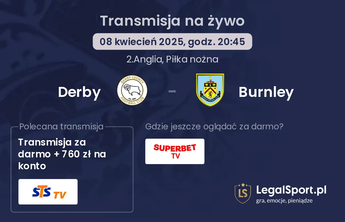 Derby - Burnley gdzie oglądać?