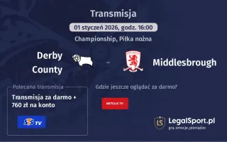 Derby County - Middlesbrough gdzie oglądać? (01.01)