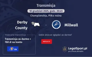 Derby County - Millwall gdzie oglądać? (10.12)
