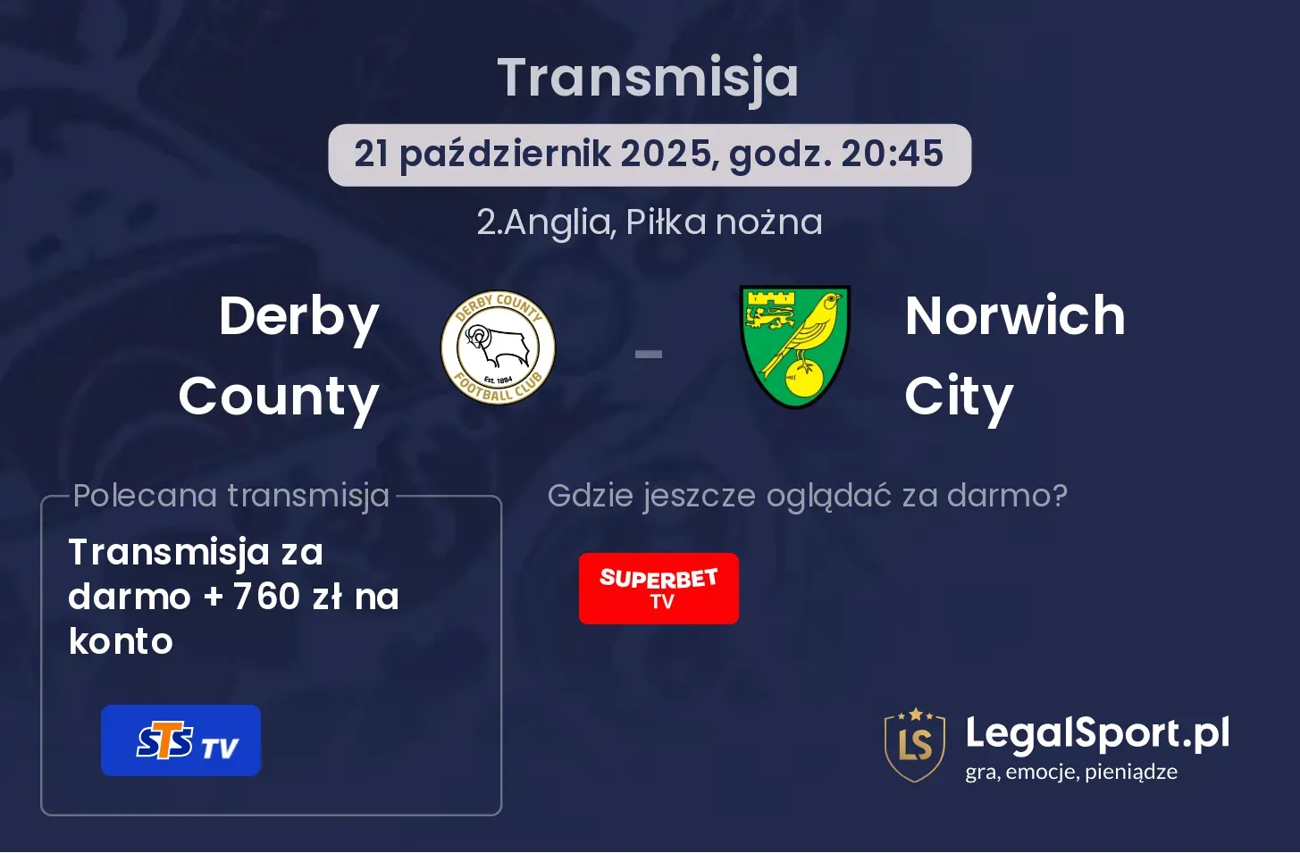Derby County - Norwich City Transmisje
