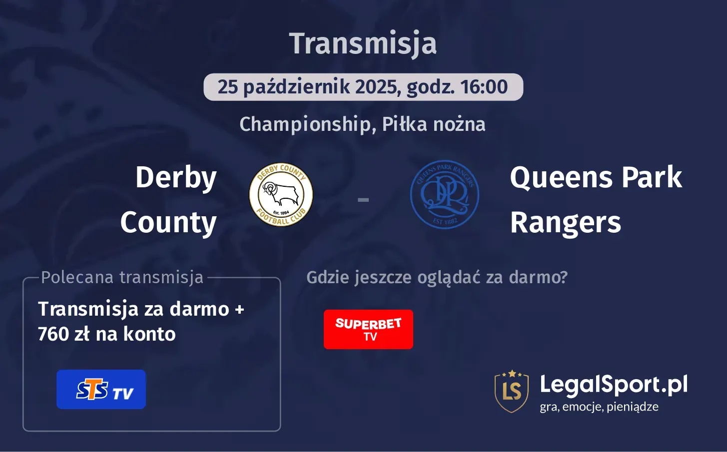 Derby County - Queens Park Rangers gdzie oglądać?