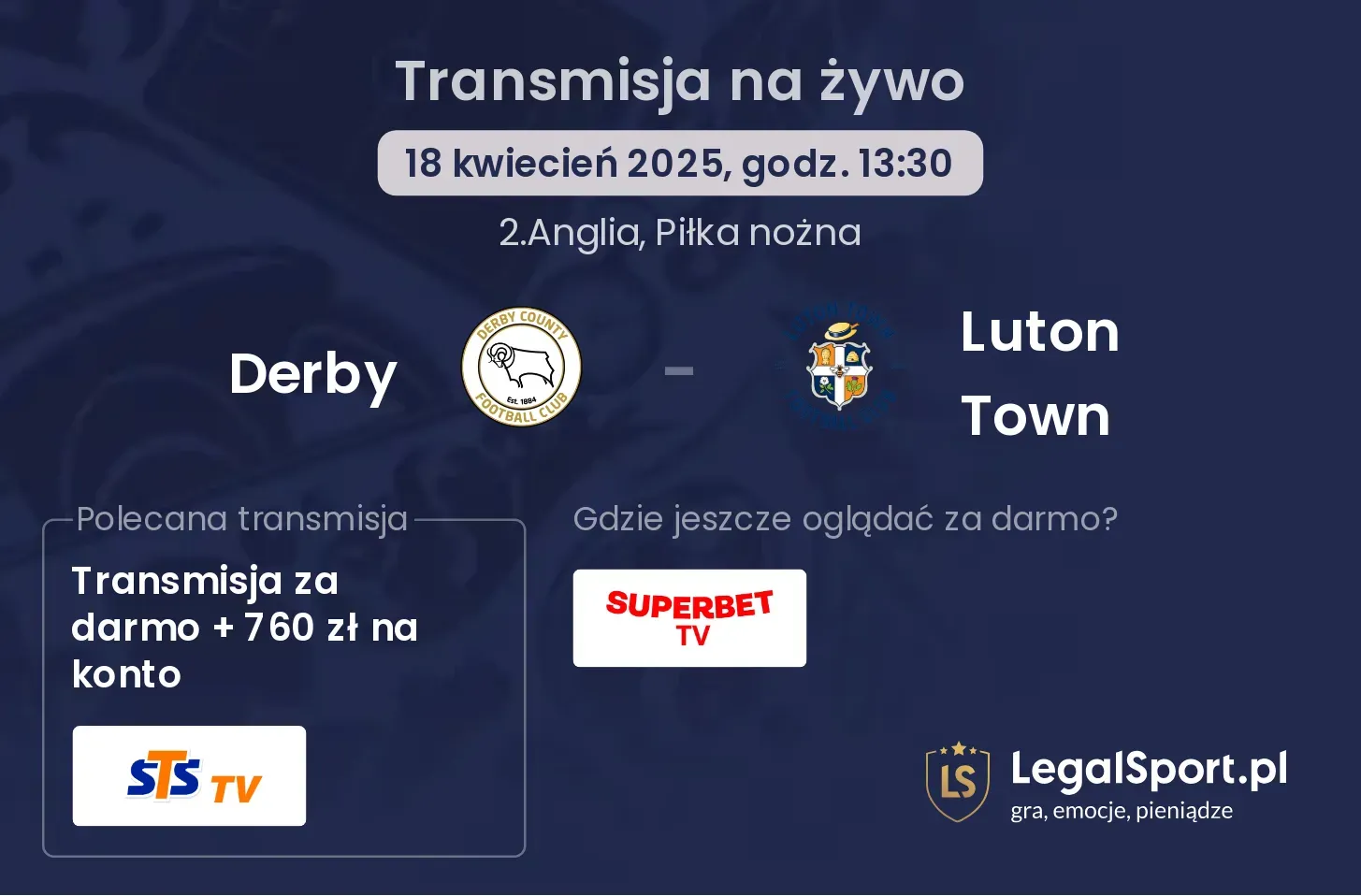 Derby - Luton Town gdzie oglądać?