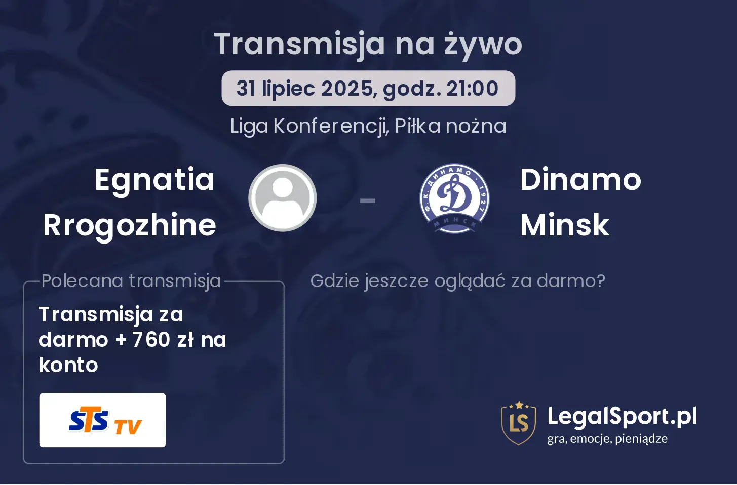 Egnatia Rrogozhine - Dinamo Minsk gdzie oglądać?
