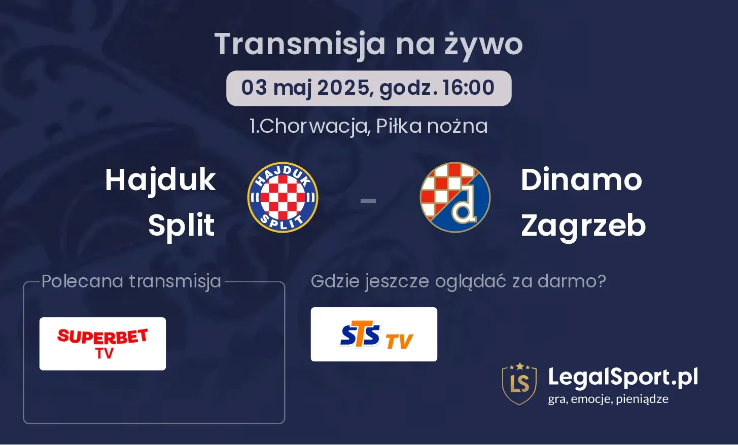 Hajduk Split - Dinamo Zagrzeb gdzie oglądać?