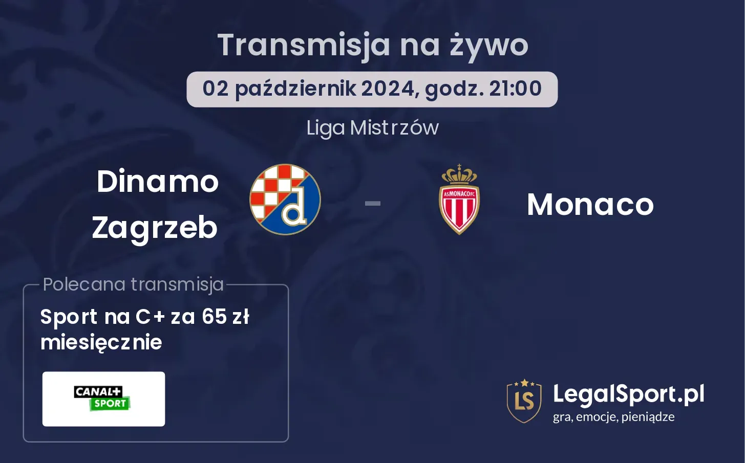 Dinamo Zagrzeb - Monaco gdzie oglądać? 02.10, godz. 21:00