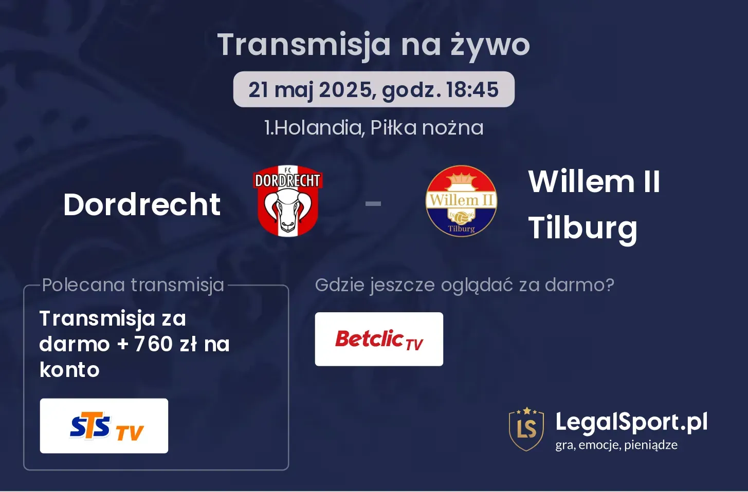 Dordrecht - Willem II Tilburg transmisja na żywo