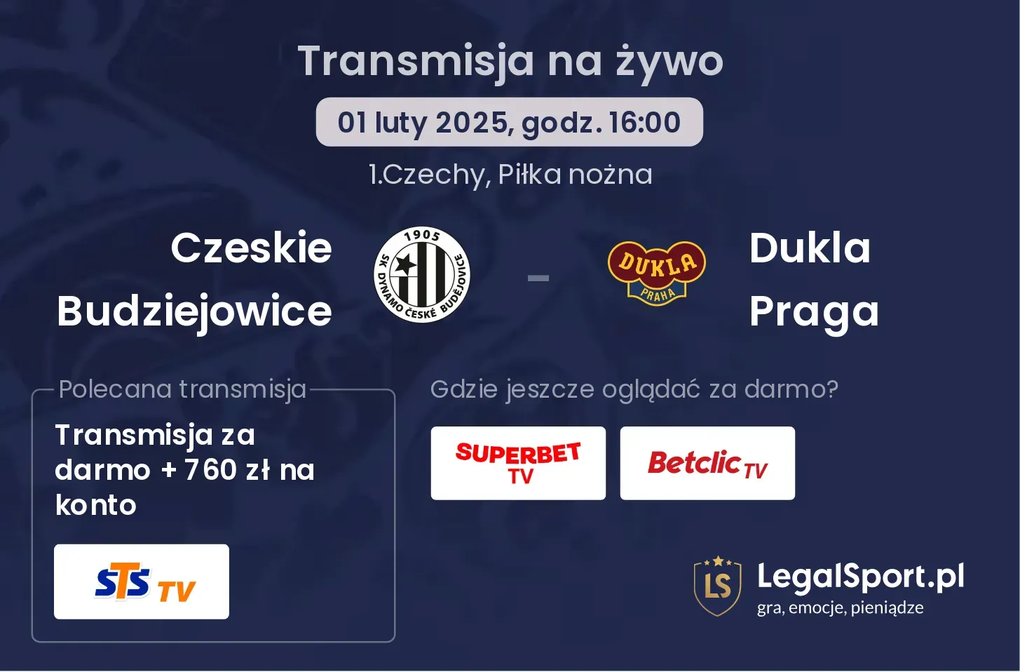 Czeskie Budziejowice - Dukla Praga gdzie oglądać transmisję?