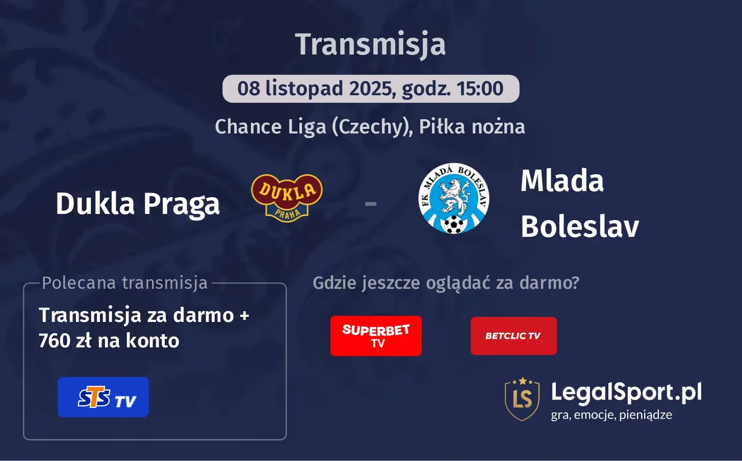 Dukla Praga - Mlada Boleslav Transmisje