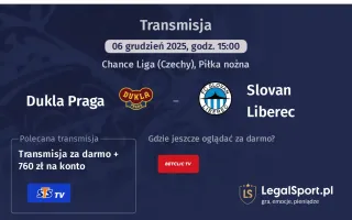 Dukla Praga - Slovan Liberec gdzie oglądać? (06.12)