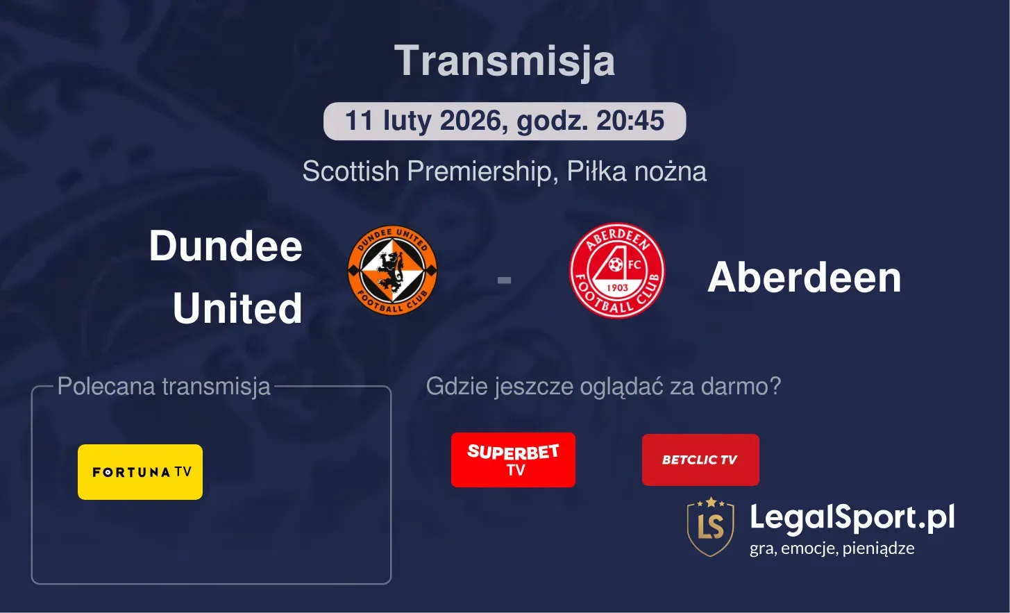 Dundee United - Aberdeen Transmisje