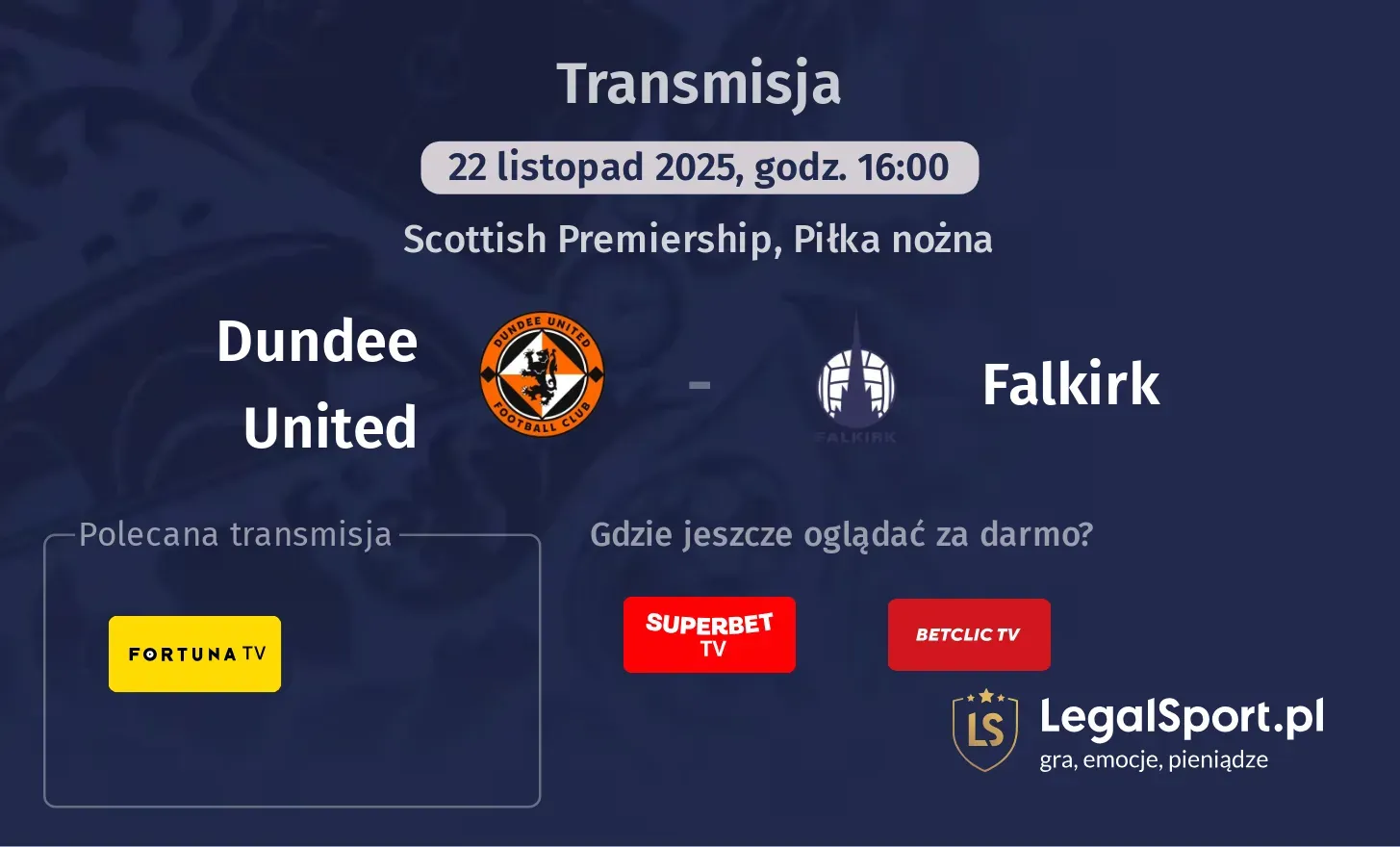 Dundee United - Falkirk Transmisje