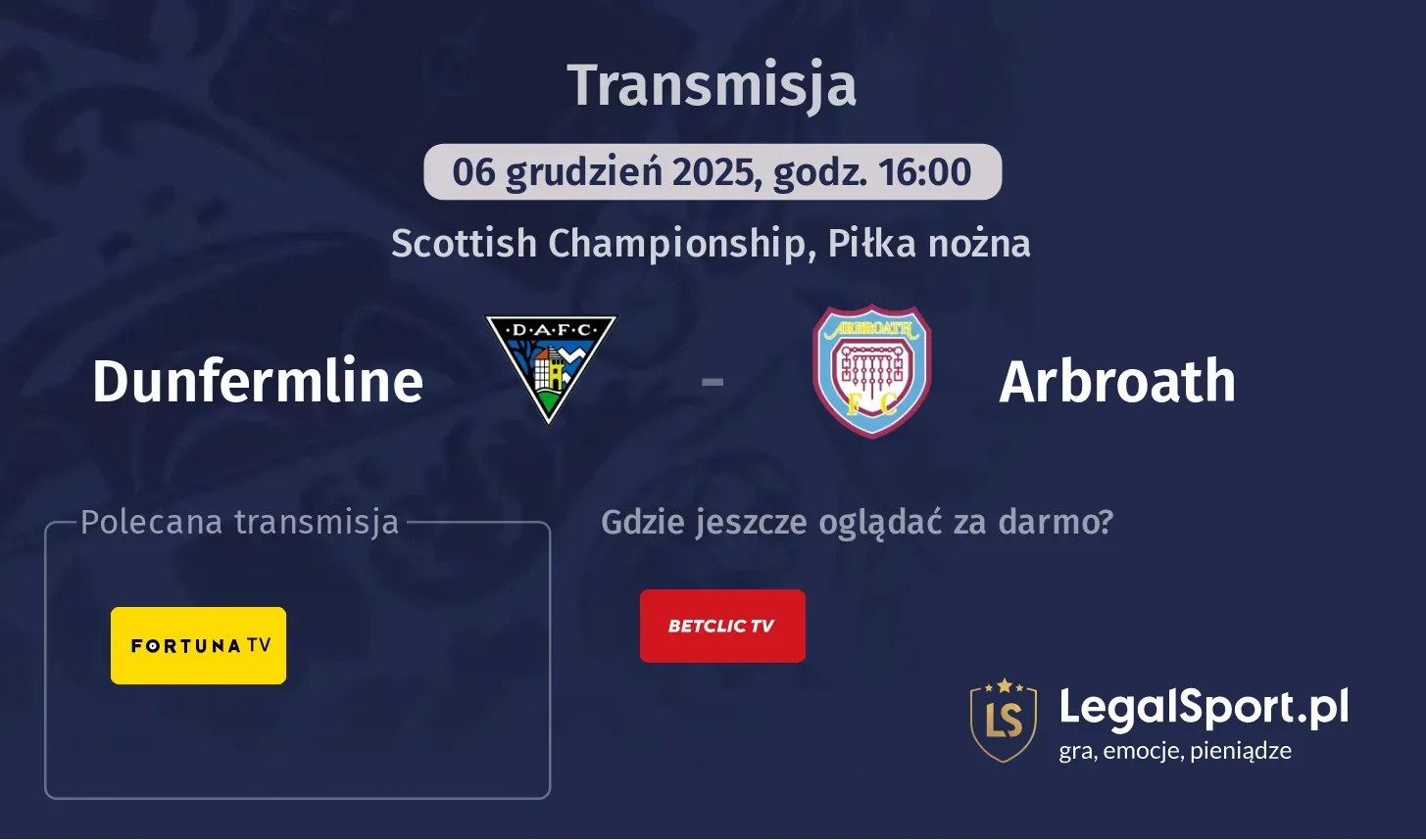 Dunfermline - Arbroath Transmisje