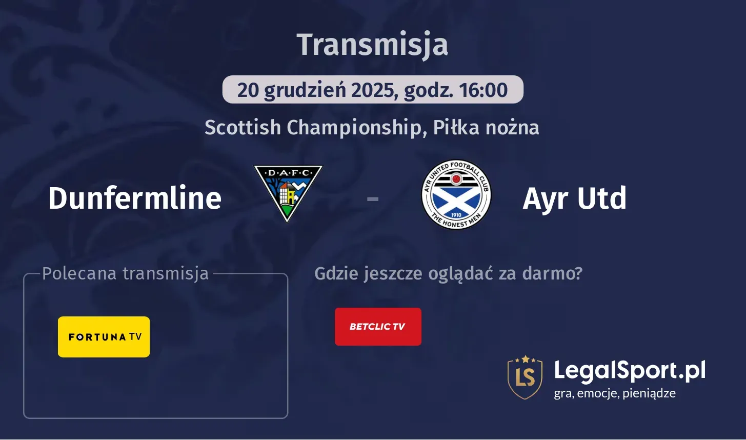 Dunfermline - Ayr Utd Transmisje