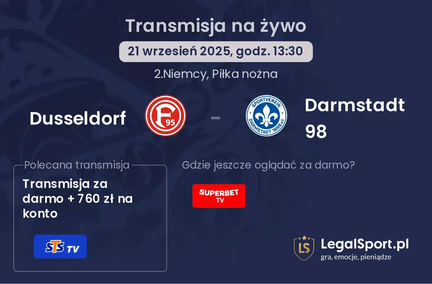 Dusseldorf - Darmstadt 98 gdzie oglądać?