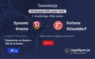 Dynamo Drezno - Fortuna Düsseldorf gdzie oglądać? (30.11)