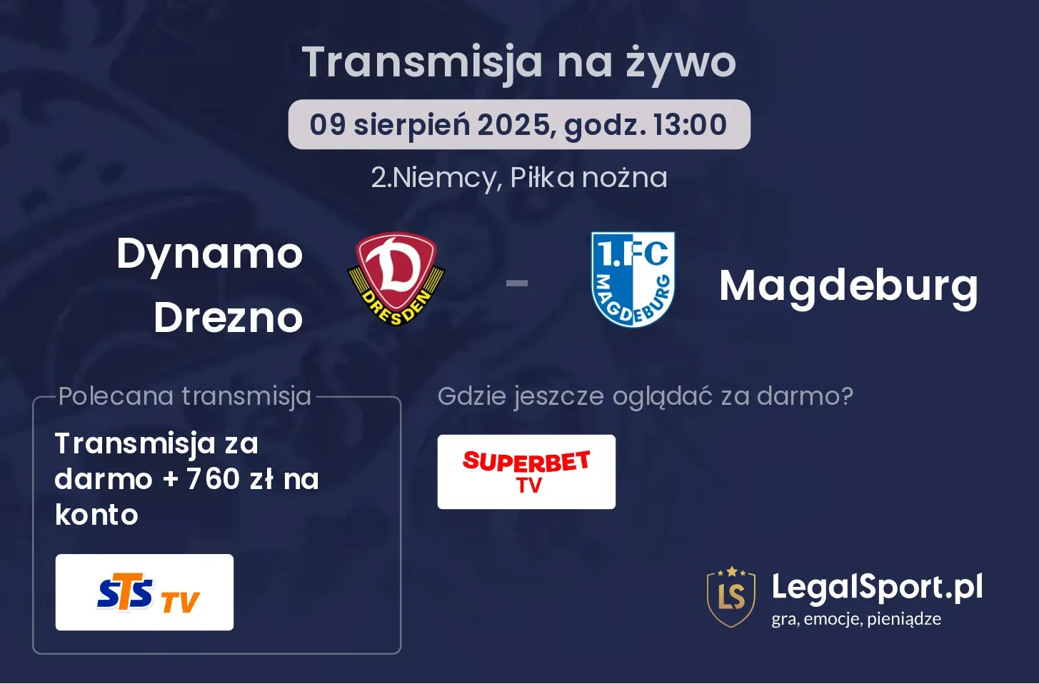 Dynamo Drezno - Magdeburg gdzie oglądać?