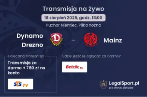 Dynamo Drezno - Mainz gdzie oglądać?