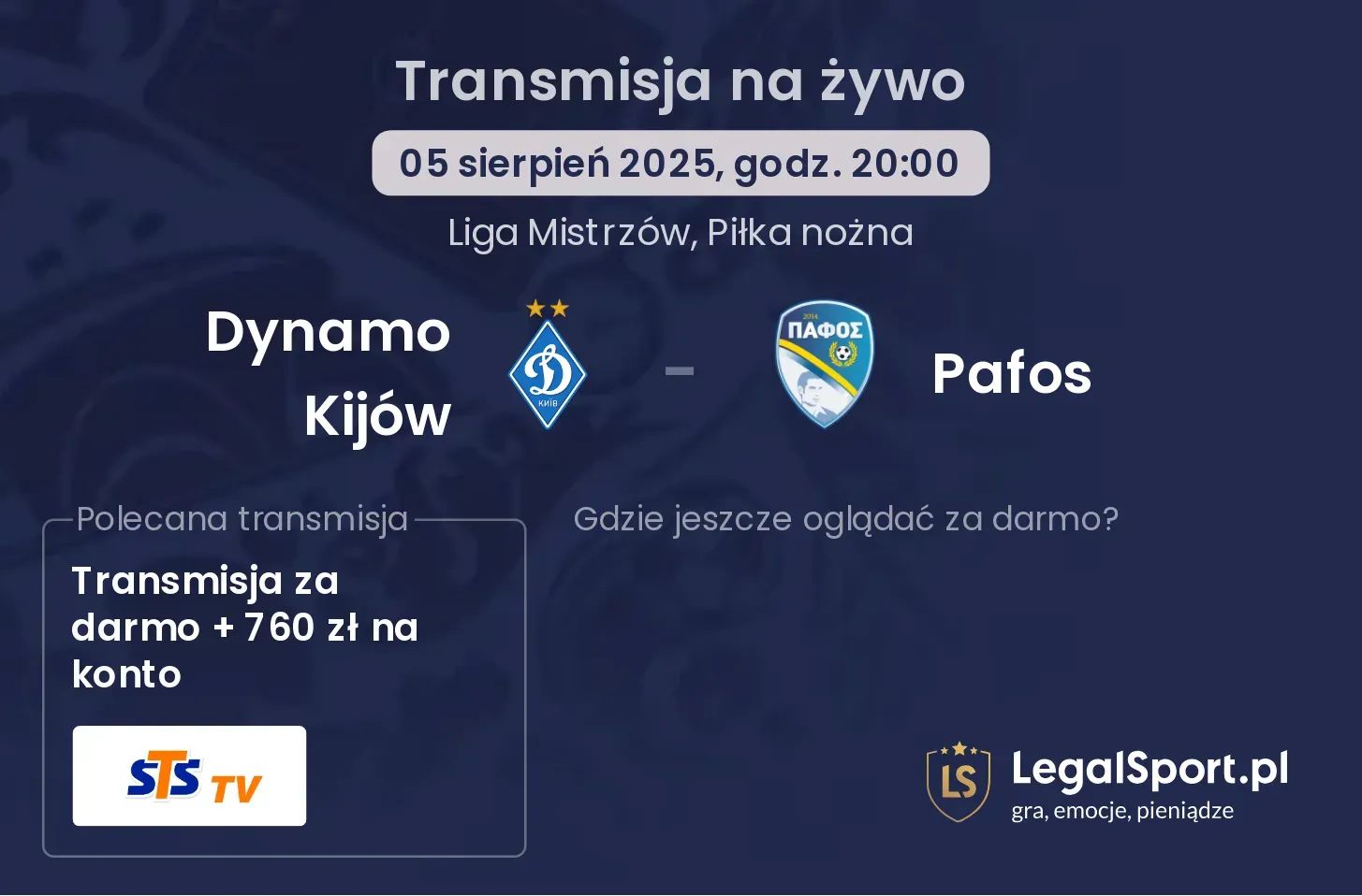 Dynamo Kijów - Pafos transmisja na żywo
