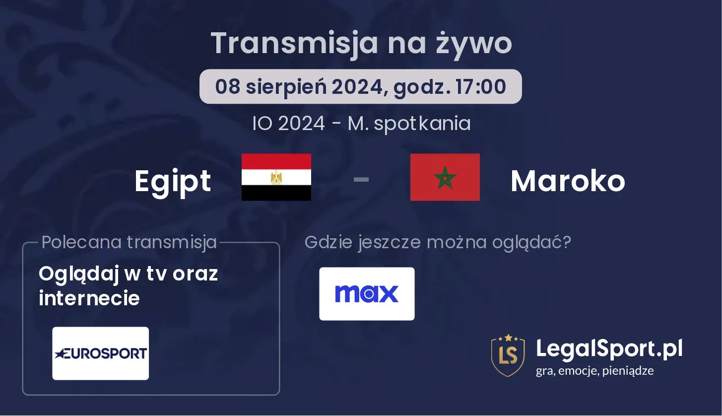 Egipt - Maroko gdzie oglądać? (08.08, godz. 17:00)