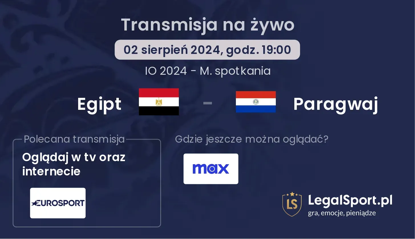 Egipt - Paragwaj gdzie oglądać? (02.08, godz. 19:00)