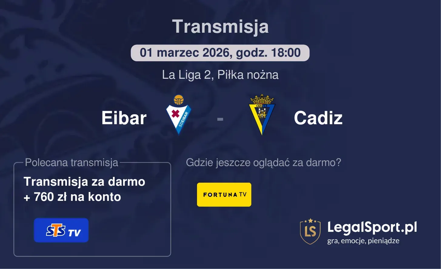 Eibar - Cadiz Transmisje