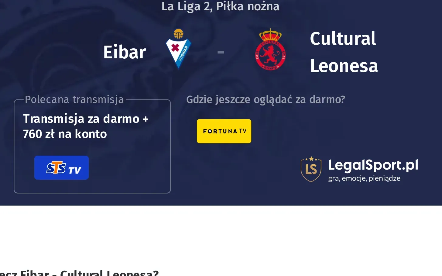 Eibar - Cultural Leonesa Transmisje