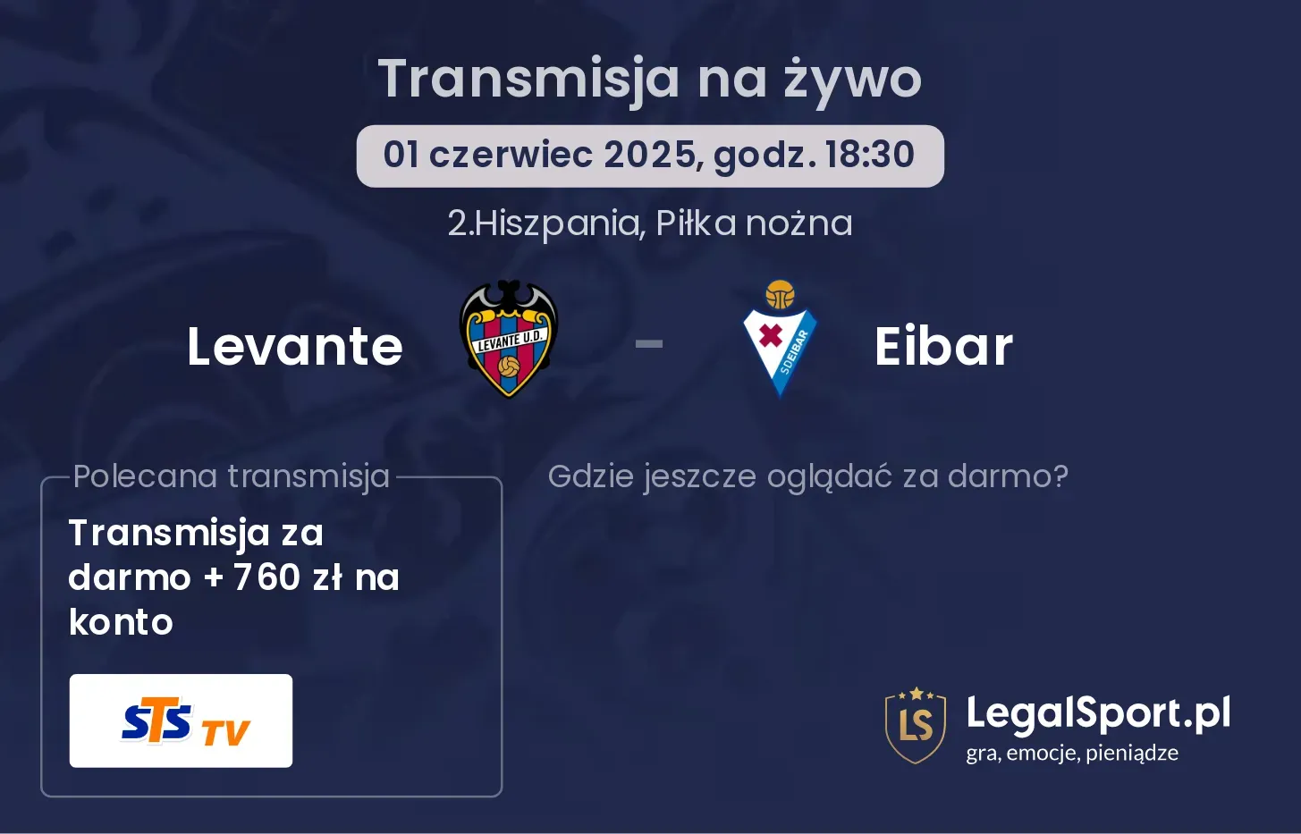 Eibar - Levante gdzie oglądać? 02.09, godz. 19:00