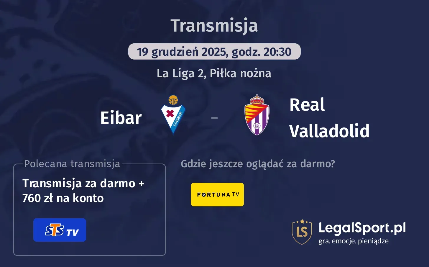 Eibar - Real Valladolid Transmisje