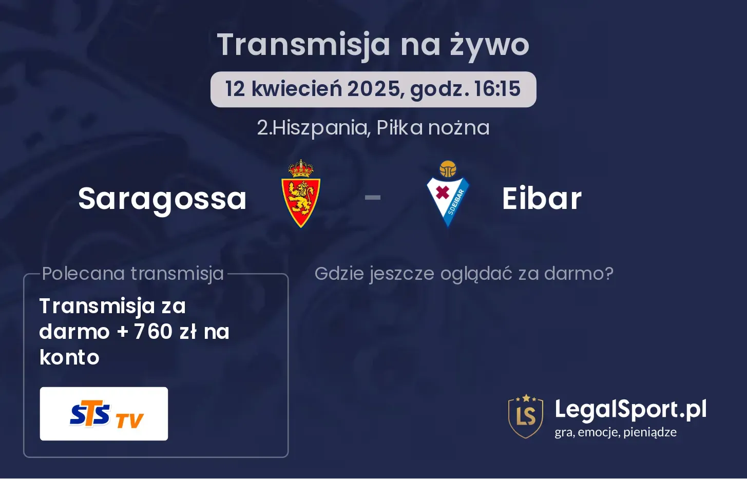 Saragossa - Eibar gdzie oglądać?