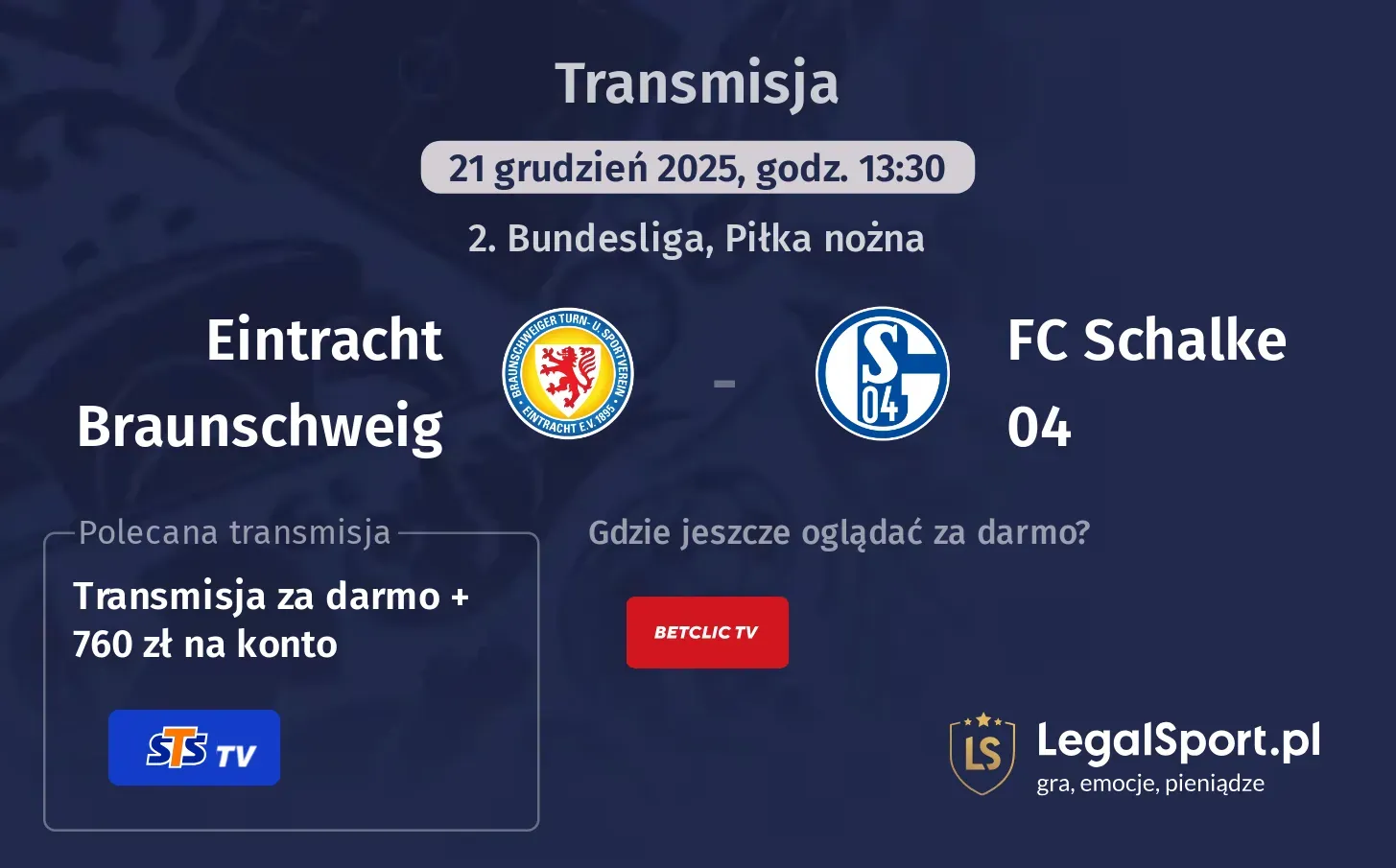 Eintracht Braunschweig - FC Schalke 04 Transmisje