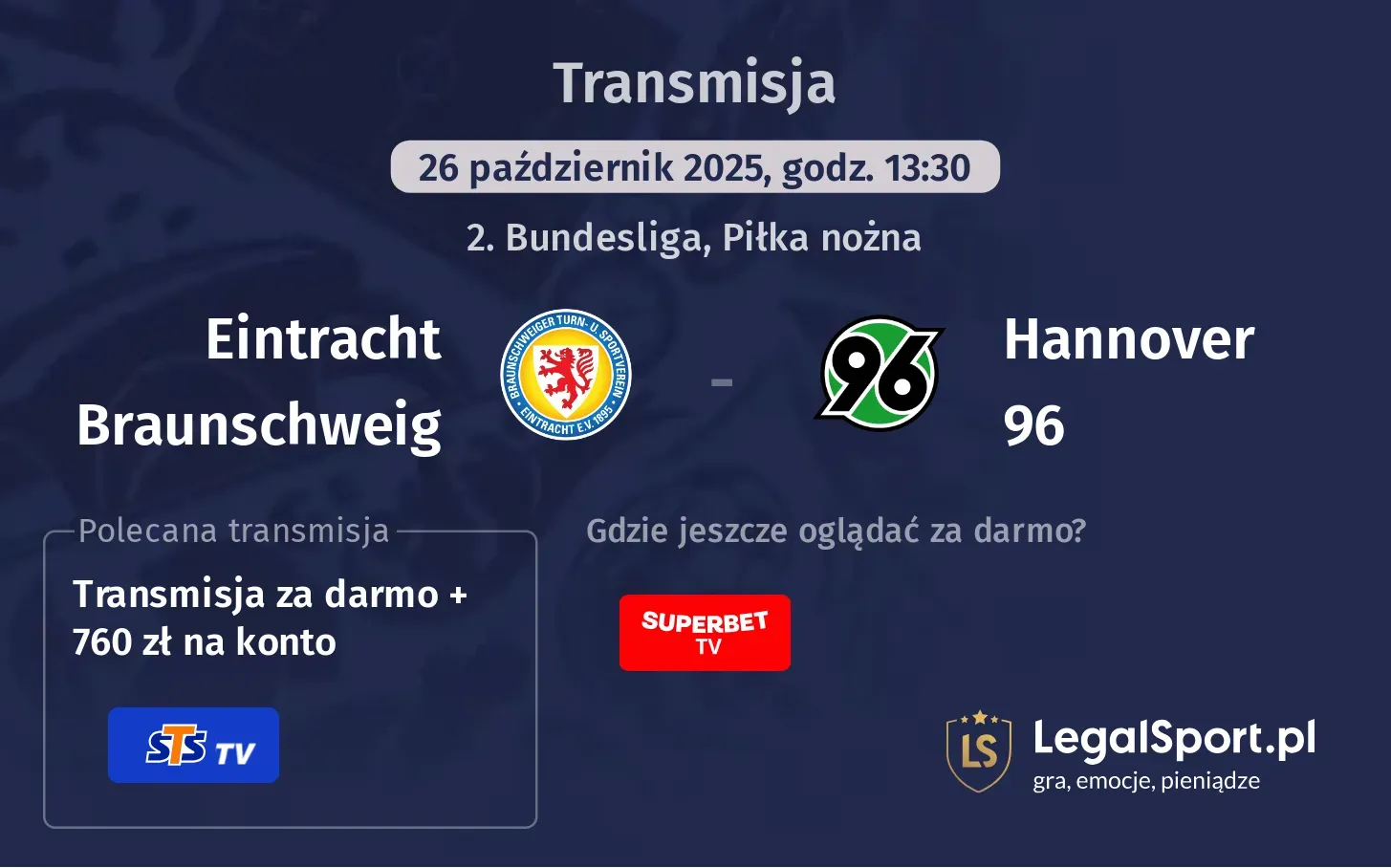 Eintracht Braunschweig - Hannover 96 Transmisje