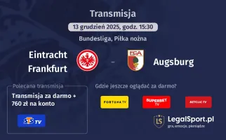 Eintracht Frankfurt - Augsburg gdzie oglądać? (13.12)