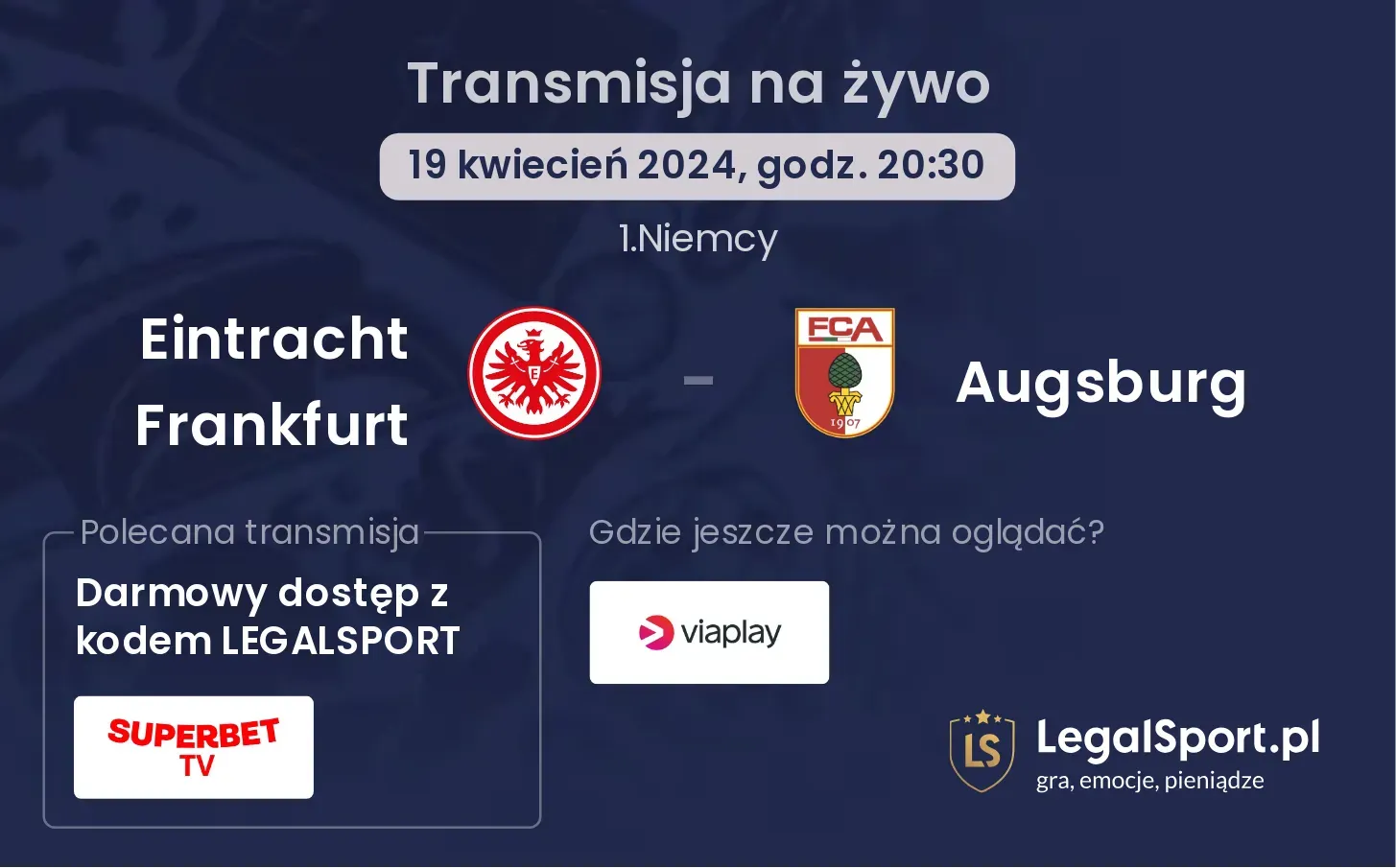 Eintracht Frankfurt - Augsburg transmisja na żywo