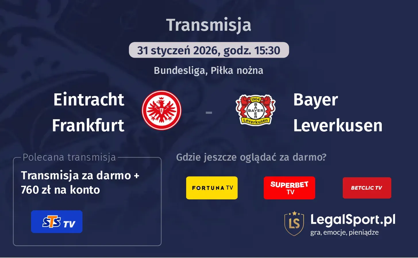 Eintracht Frankfurt - Bayer Leverkusen Transmisje
