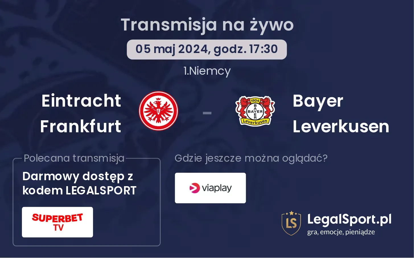 Eintracht Frankfurt - Bayer Leverkusen transmisja na żywo