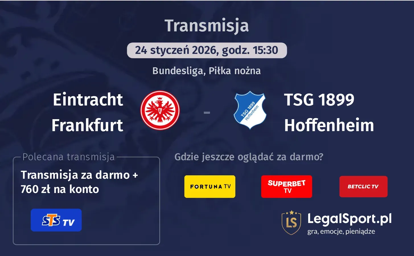 Eintracht Frankfurt - TSG 1899 Hoffenheim Transmisje