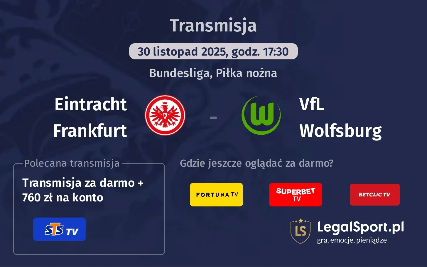 Eintracht Frankfurt - VfL Wolfsburg Transmisje