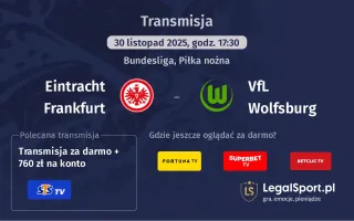 Eintracht Frankfurt - VfL Wolfsburg gdzie oglądać? (30.11)