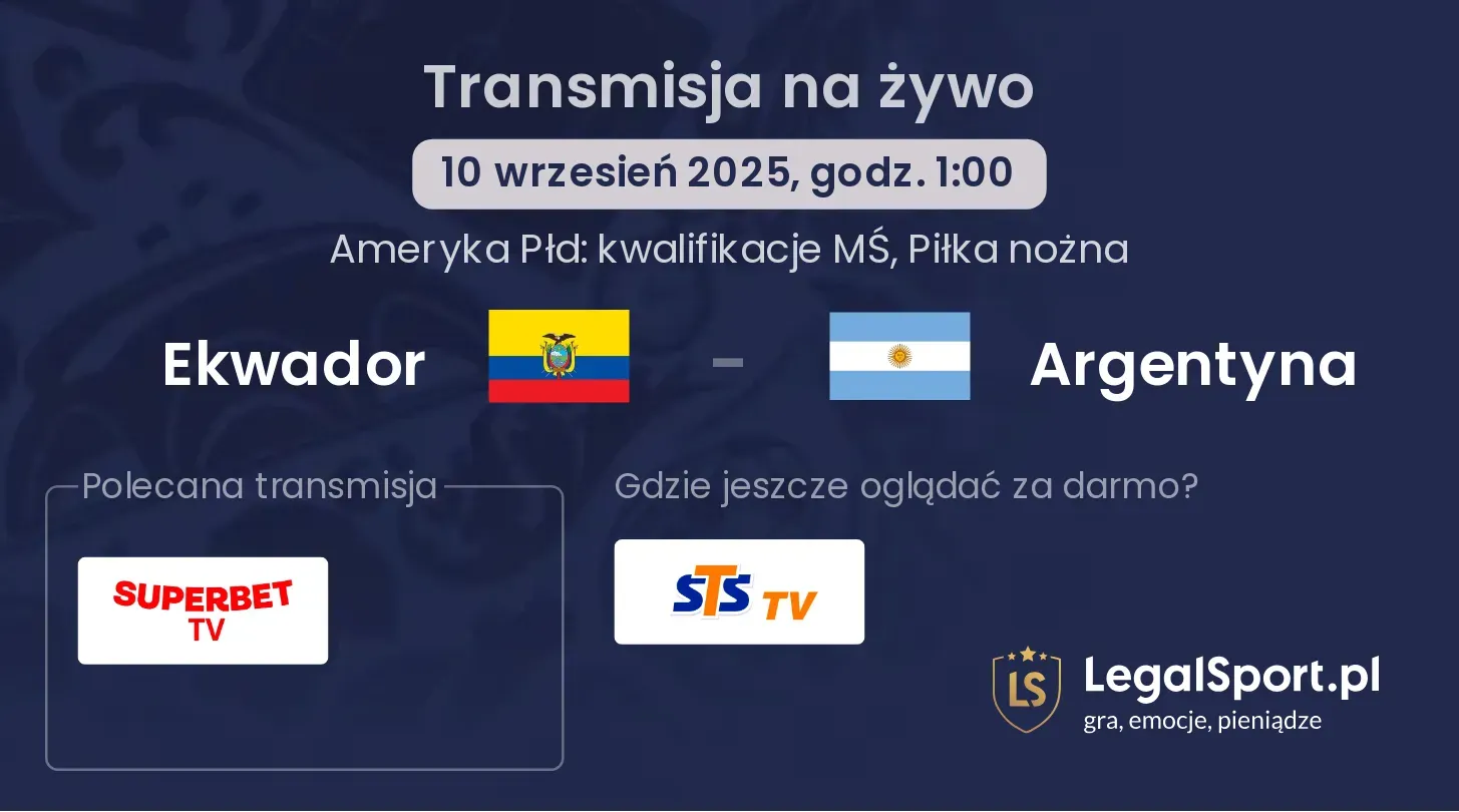 Ekwador - Argentyna gdzie oglądać?