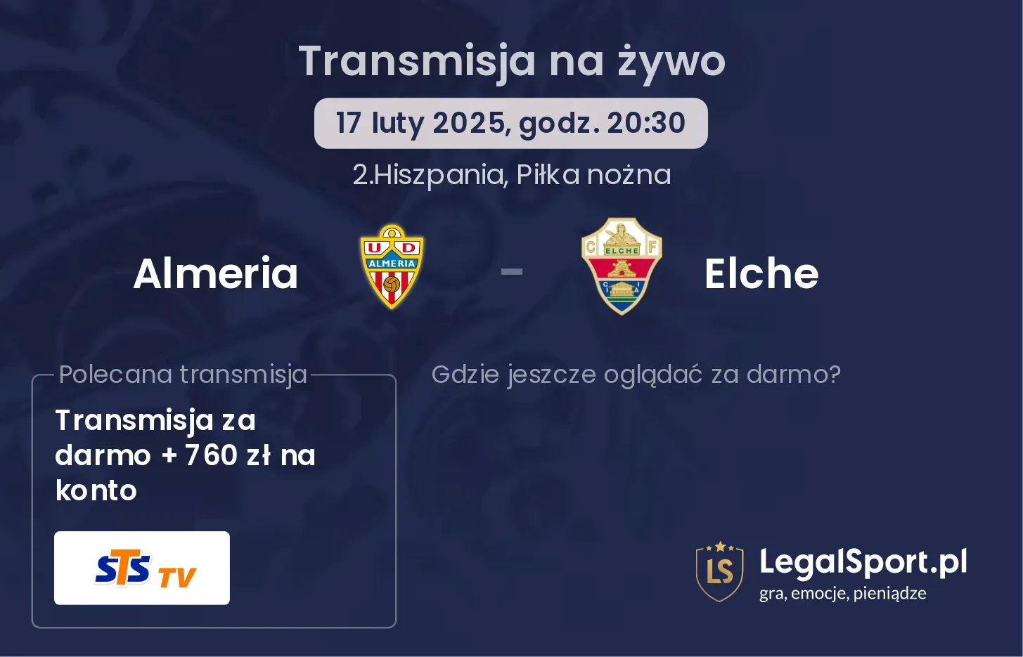 Almeria - Elche gdzie oglądać transmisję?