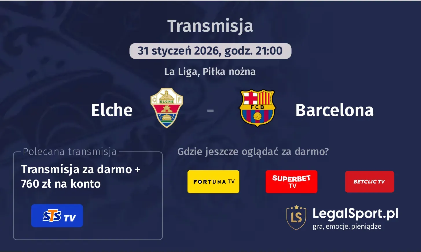 Elche - Barcelona Transmisje