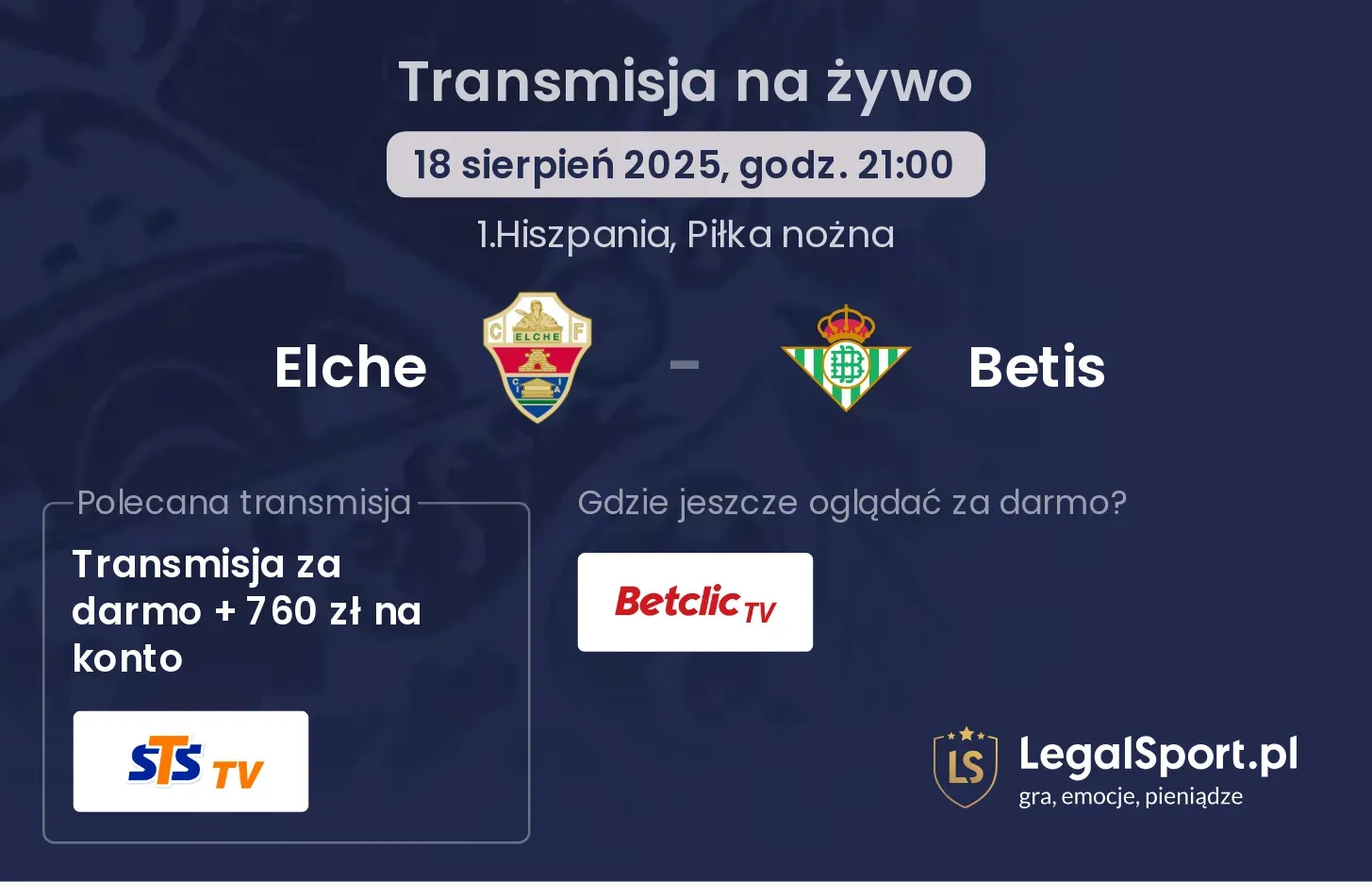 Elche - Betis transmisja na żywo