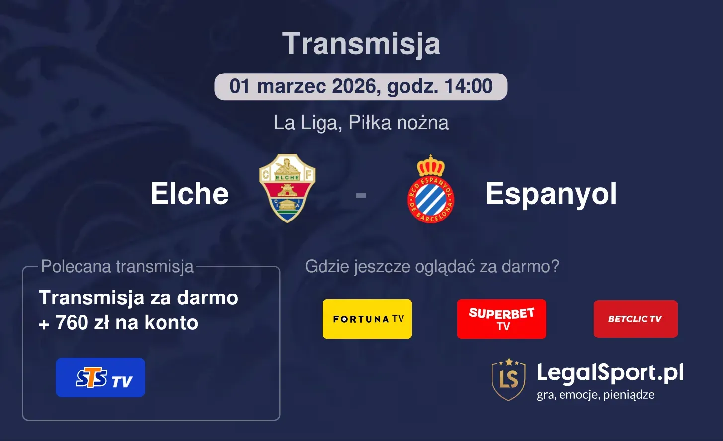 Elche - Espanyol Transmisje