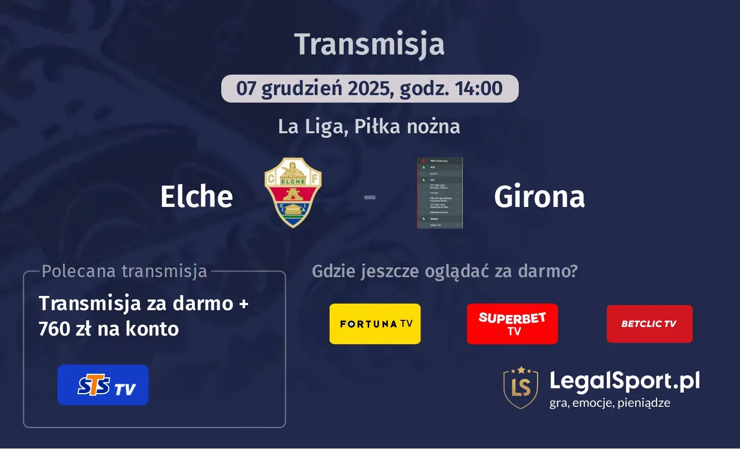 Elche - Girona Transmisje