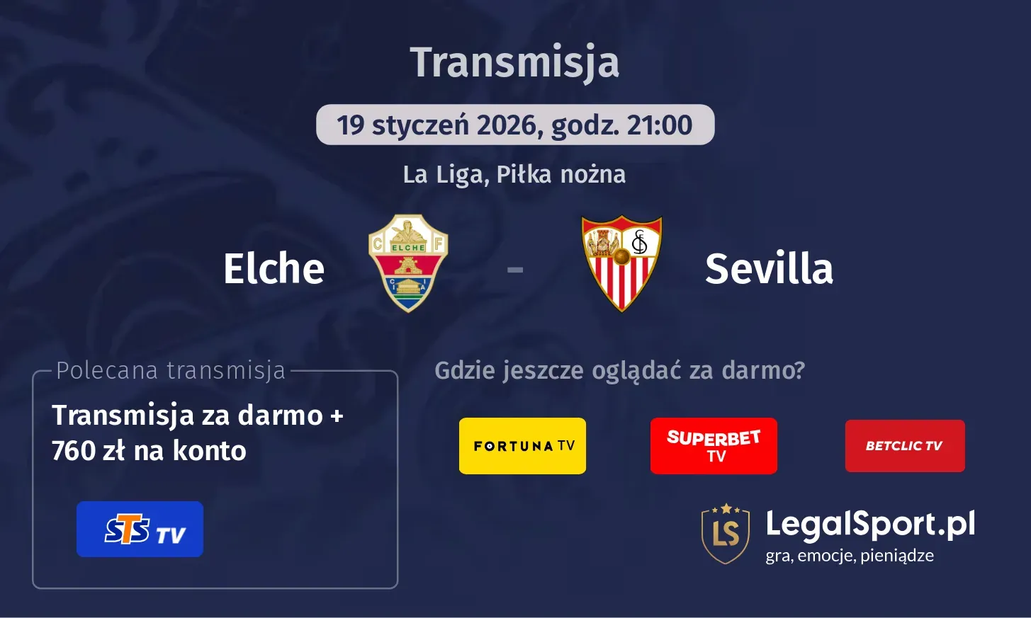 Elche - Sevilla Transmisje