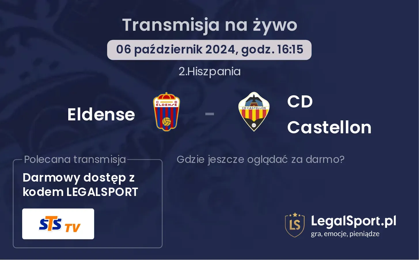 Eldense - CD Castellon gdzie oglądać? 06.10, godz. 16:15