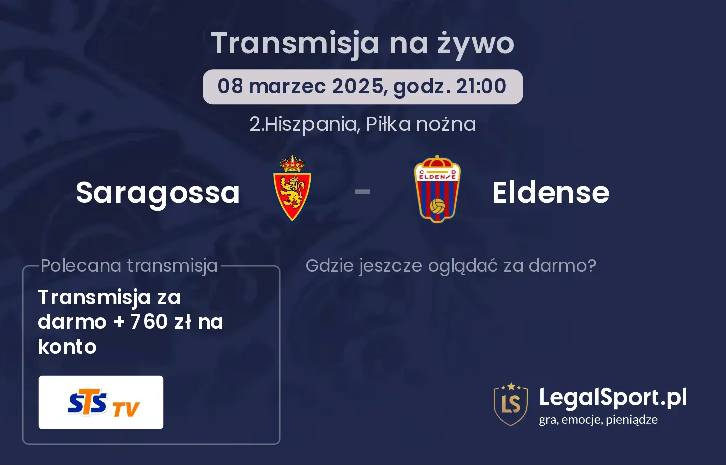 Saragossa - Eldense gdzie oglądać?